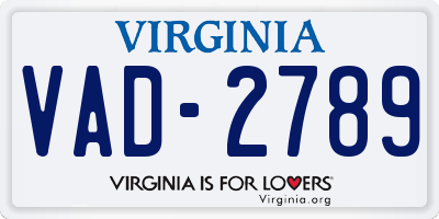 VA license plate VAD2789