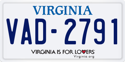 VA license plate VAD2791