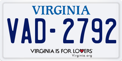 VA license plate VAD2792