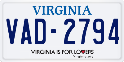 VA license plate VAD2794
