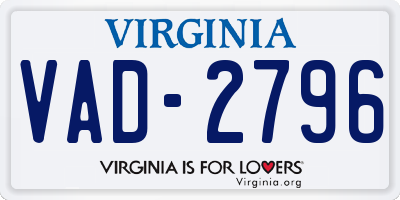 VA license plate VAD2796