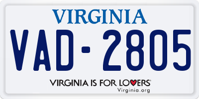 VA license plate VAD2805