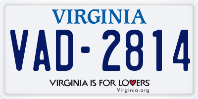 VA license plate VAD2814