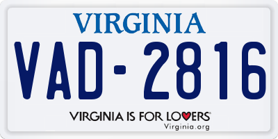 VA license plate VAD2816