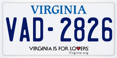 VA license plate VAD2826