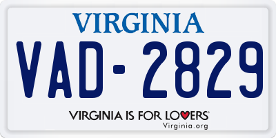 VA license plate VAD2829