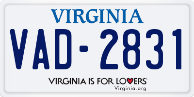 VA license plate VAD2831