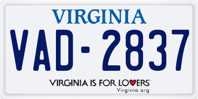 VA license plate VAD2837