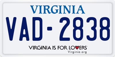 VA license plate VAD2838
