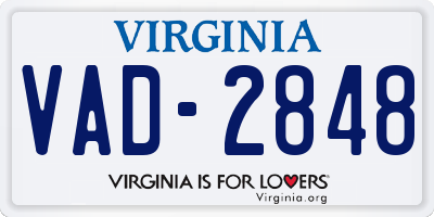VA license plate VAD2848