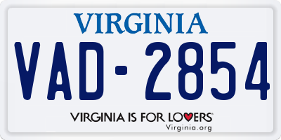 VA license plate VAD2854