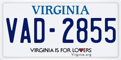 VA license plate VAD2855