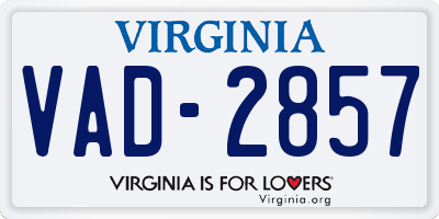 VA license plate VAD2857