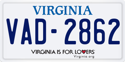 VA license plate VAD2862