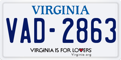 VA license plate VAD2863