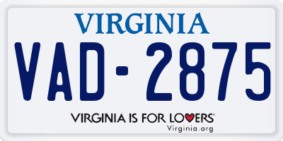 VA license plate VAD2875