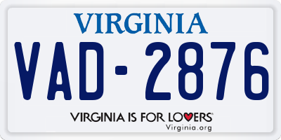 VA license plate VAD2876