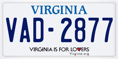 VA license plate VAD2877