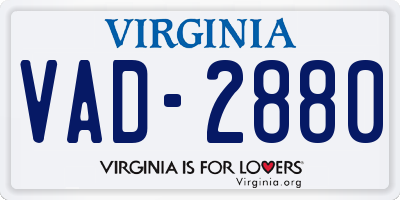 VA license plate VAD2880