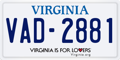 VA license plate VAD2881