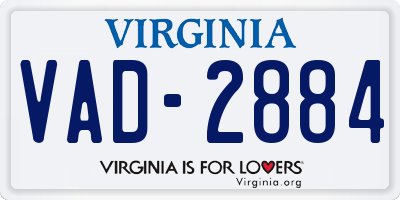 VA license plate VAD2884