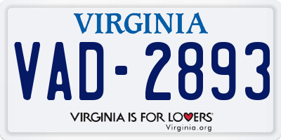 VA license plate VAD2893