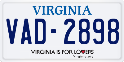 VA license plate VAD2898