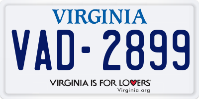 VA license plate VAD2899
