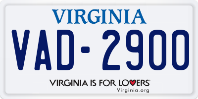 VA license plate VAD2900