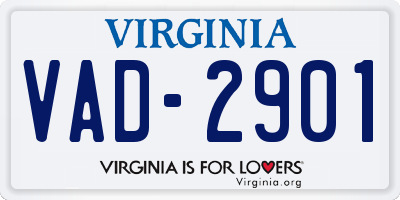 VA license plate VAD2901