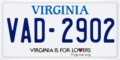VA license plate VAD2902