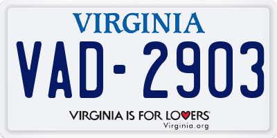 VA license plate VAD2903
