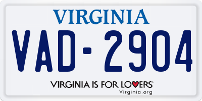 VA license plate VAD2904