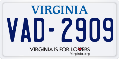 VA license plate VAD2909