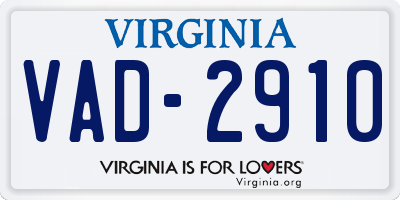 VA license plate VAD2910