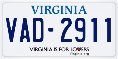 VA license plate VAD2911