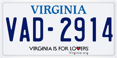 VA license plate VAD2914