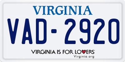 VA license plate VAD2920