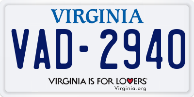 VA license plate VAD2940
