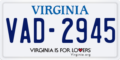 VA license plate VAD2945