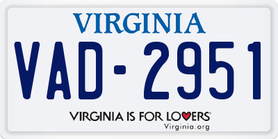 VA license plate VAD2951