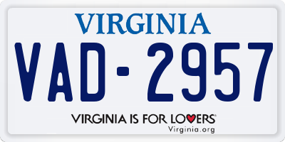 VA license plate VAD2957