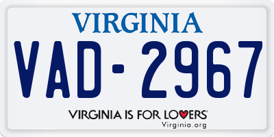 VA license plate VAD2967