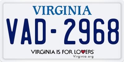 VA license plate VAD2968