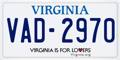 VA license plate VAD2970