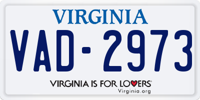 VA license plate VAD2973