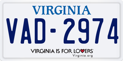 VA license plate VAD2974