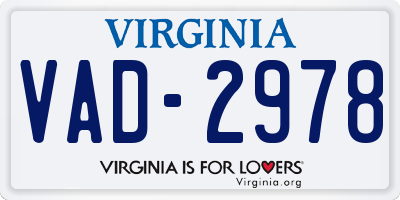 VA license plate VAD2978