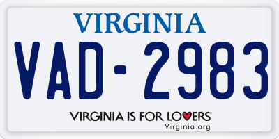 VA license plate VAD2983