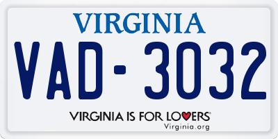 VA license plate VAD3032